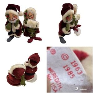 VINTAGE RARE 8” Annalee dolls 1985 Santa and Mrs Claus LOT